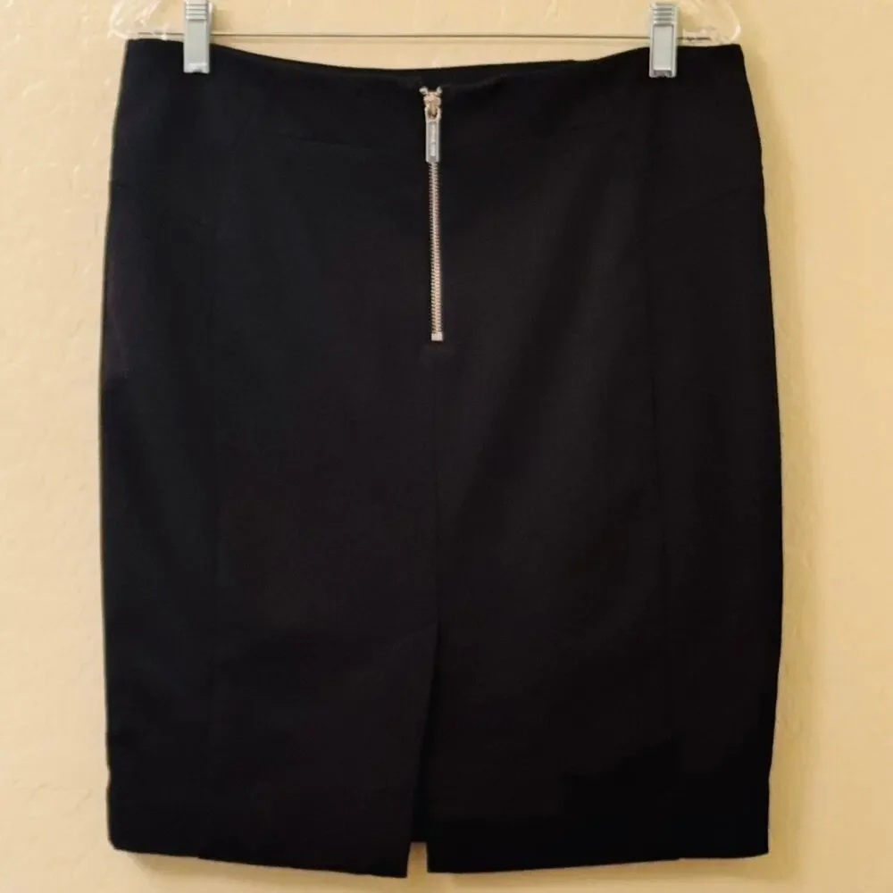 Michael Kors Black Straight Pencil Skirt Zipper Accents Size 12